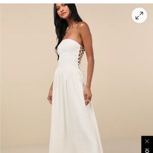 Lulu’s Elegant Off-White Strapless Dress